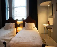 A bedroom at the Kings Arms Hotel Ulverston in Cumbria.