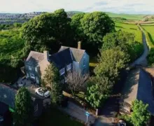 An aerial view of the three-star Roosecote Guest House near Roose Cumbria