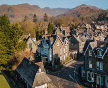 A high level street view  of the 4 star Gables Guest House in Ambleside.