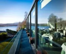 External view of the  The Samling Hotel  into  the restaurant and views over Lake Windermere.