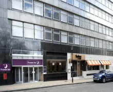 An external view of the Premier Inn Birmingham City Centre Waterloo Street