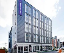 An external view of the Premier Inn Leeds City Centre Whitehall Road