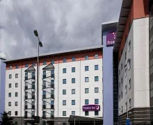 An external view of the Premier Inn London Docklands Excel