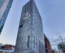 An external view of the Premier Inn Manchester City Centre Piccadilly