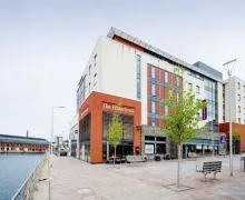 An external view of the Premier Inn Swansea Waterfront