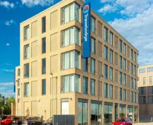 An external view of the Travelodge London Excel