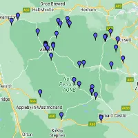 North Pennines hotels National Landcape Locations Map UK